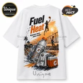 White t-shirt featuring Gatorade bottle, volleyball players, and text Fuel the Heat, Hydrate hard, shine harder.!