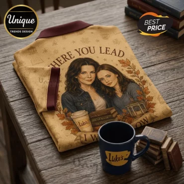 Gilmore Girls Where You Lead Iconic Quote Tan Autumnal Polo Shirt