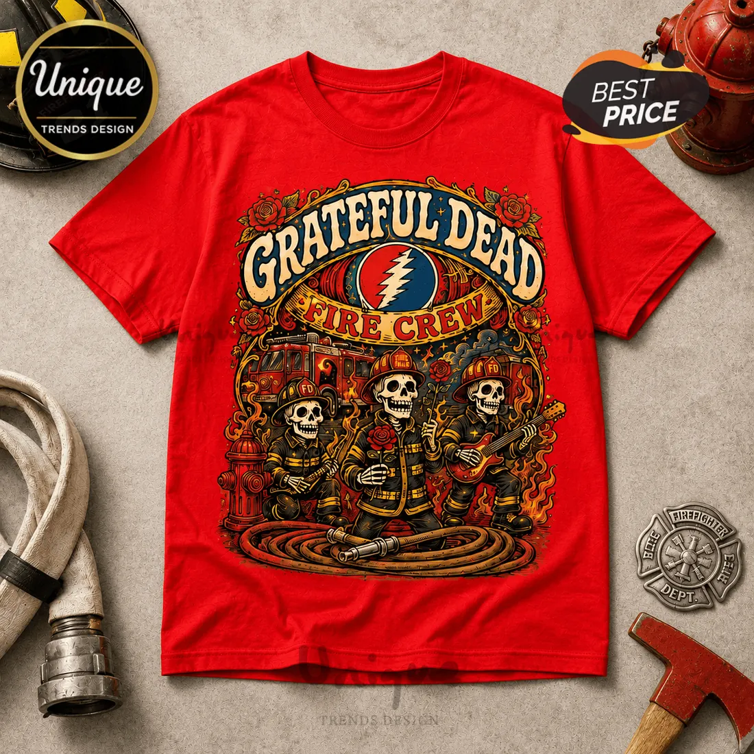 Grateful Dead Firefighter Red T-Shirt Grateful Dead Firefighter Red T-Shirt