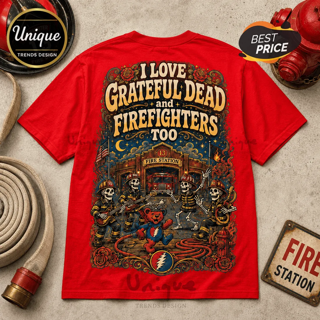 Grateful Dead Firefighter Red T-Shirt Grateful Dead Firefighter Red T-Shirt