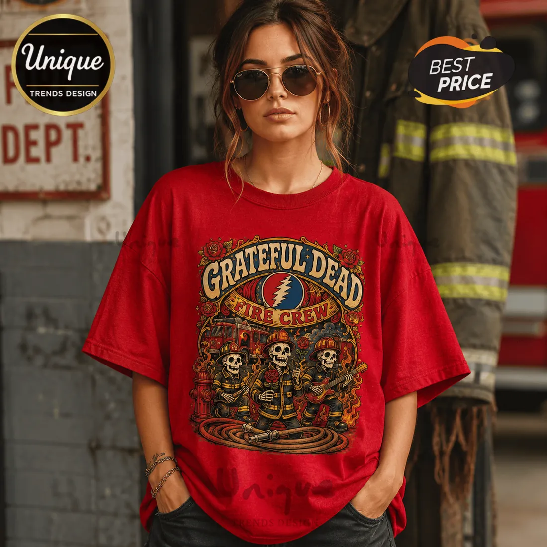 Grateful Dead Firefighter Red T-Shirt Grateful Dead Firefighter Red T-Shirt