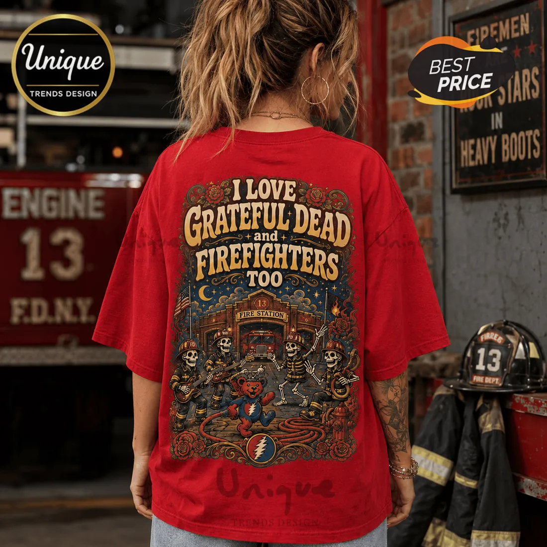 Grateful Dead Firefighter Red T-Shirt Grateful Dead Firefighter Red T-Shirt