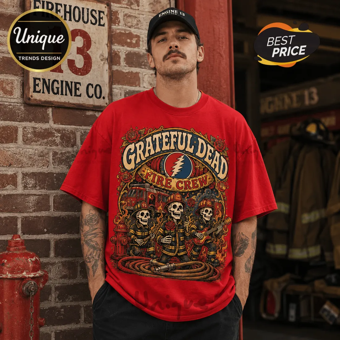 Grateful Dead Firefighter Red T-Shirt Grateful Dead Firefighter Red T-Shirt