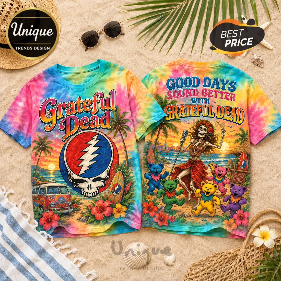 Grateful Dead Summer Vibes Tie Dye T-Shirt Grateful Dead Summer Vibes Tie Dye T-Shirt