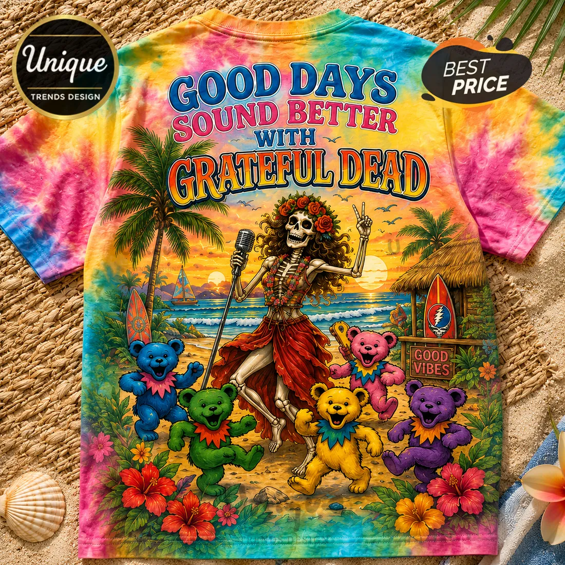 Grateful Dead Summer Vibes Tie Dye T-Shirt Grateful Dead Summer Vibes Tie Dye T-Shirt