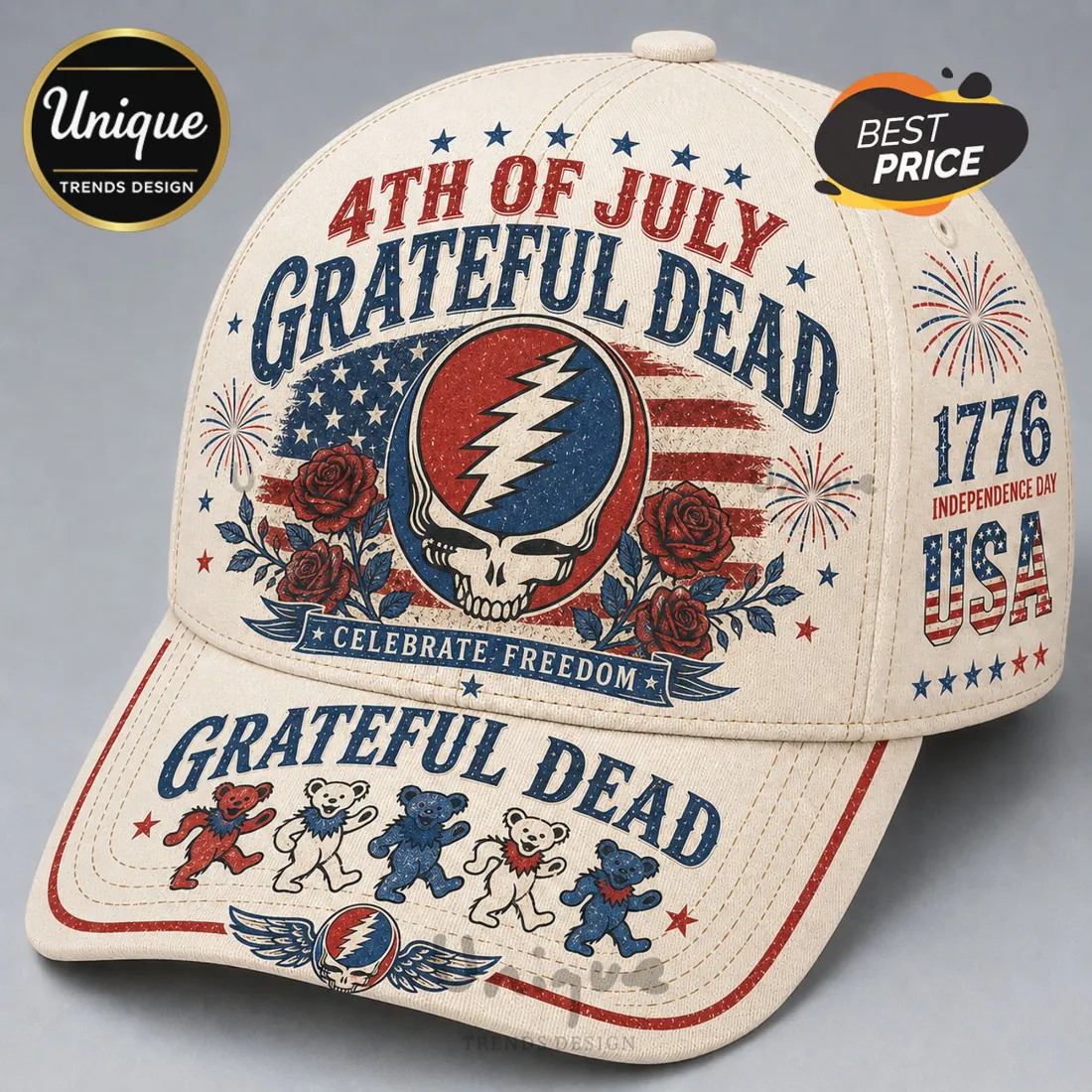 Grateful Dead x 4th of July 1776 Independence Day Baseball Cap Grateful Dead x 4th of July 1776 Independence Day Baseball Cap