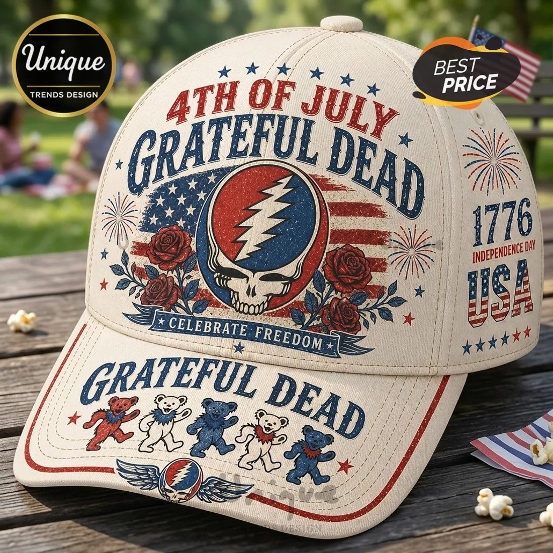 Grateful Dead x 4th of July 1776 Independence Day Baseball Cap Grateful Dead x 4th of July 1776 Independence Day Baseball Cap