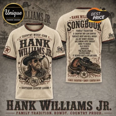 Hank Williams Jr Outlaw Country Legend Songbook Series T-Shirt