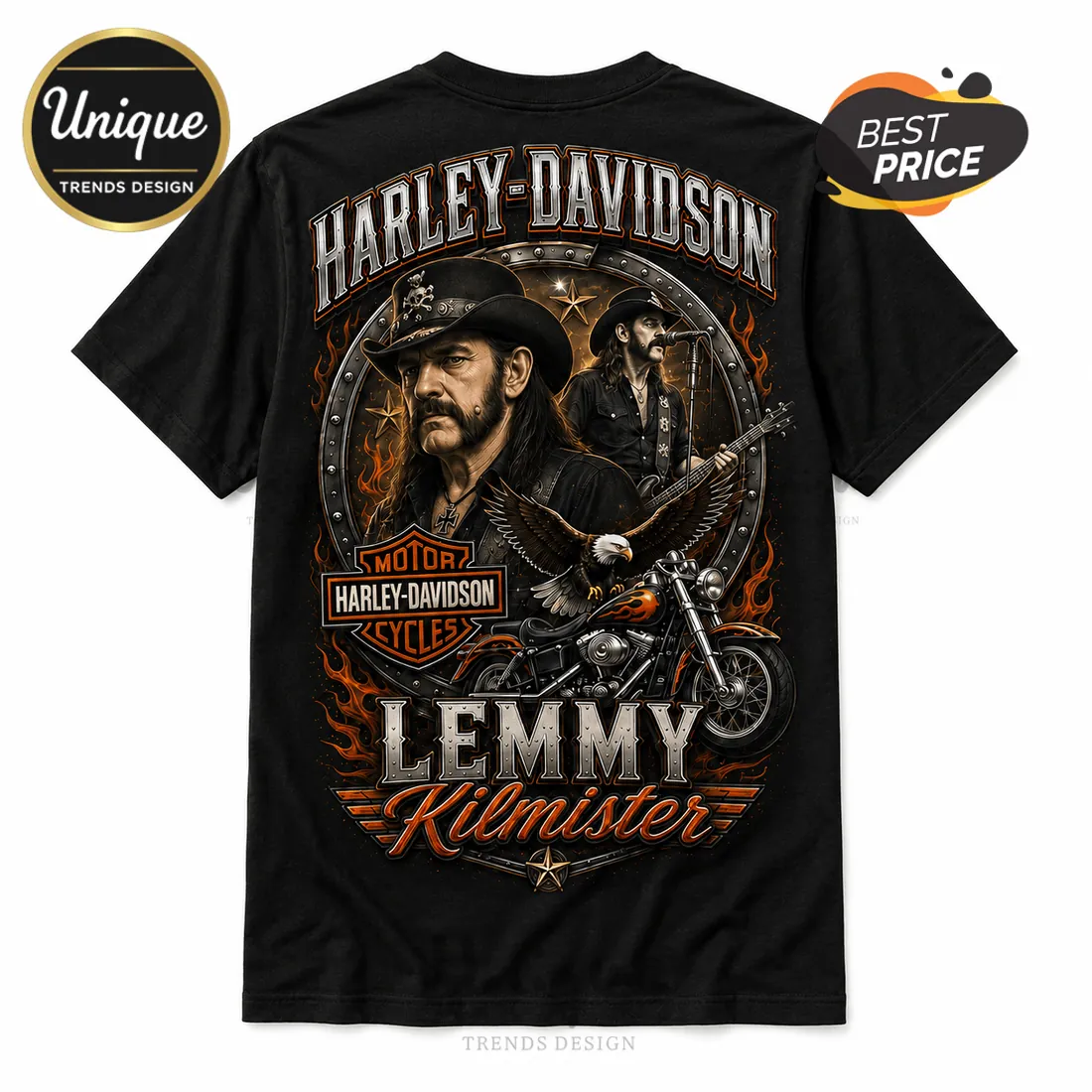 Harley Davidson Lemmy Kilmister Premium Vintage Black T-Shirt Harley Davidson Lemmy Kilmister Premium Vintage Black T-Shirt