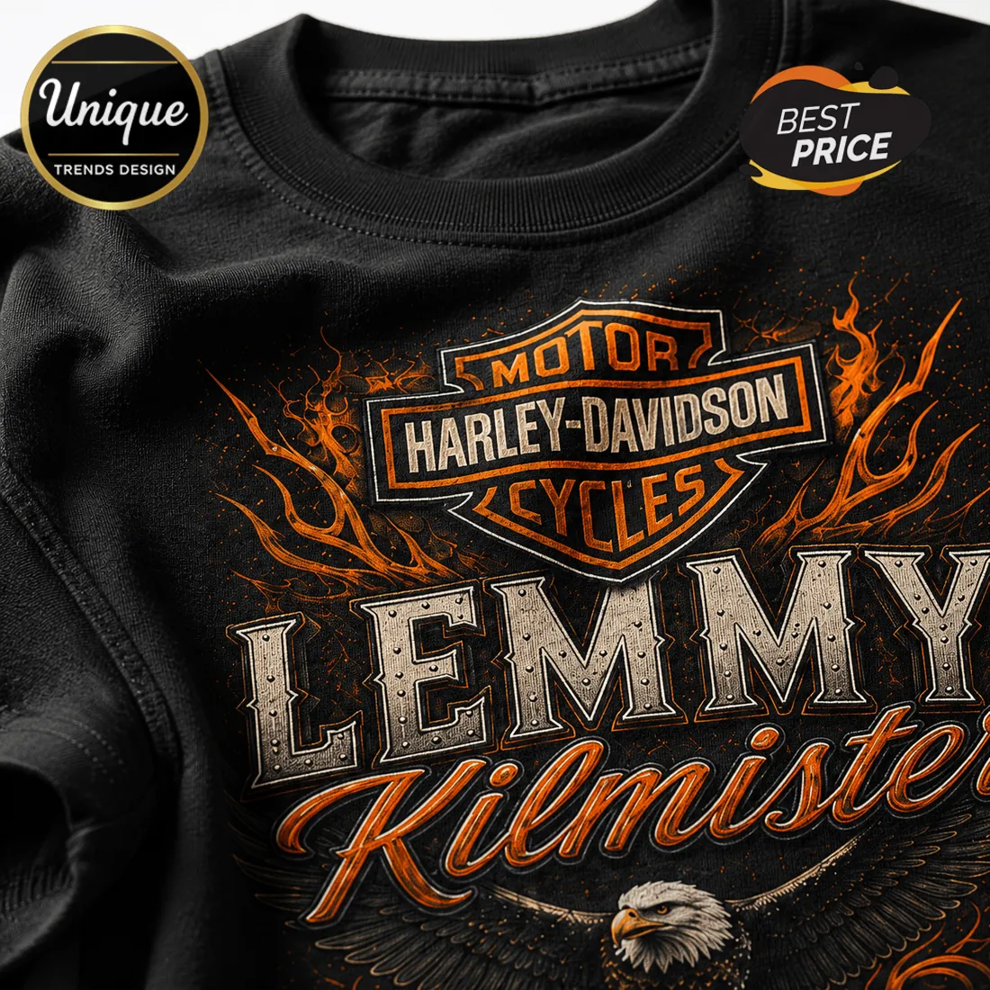 Harley Davidson Lemmy Kilmister Premium Vintage Black T-Shirt Harley Davidson Lemmy Kilmister Premium Vintage Black T-Shirt