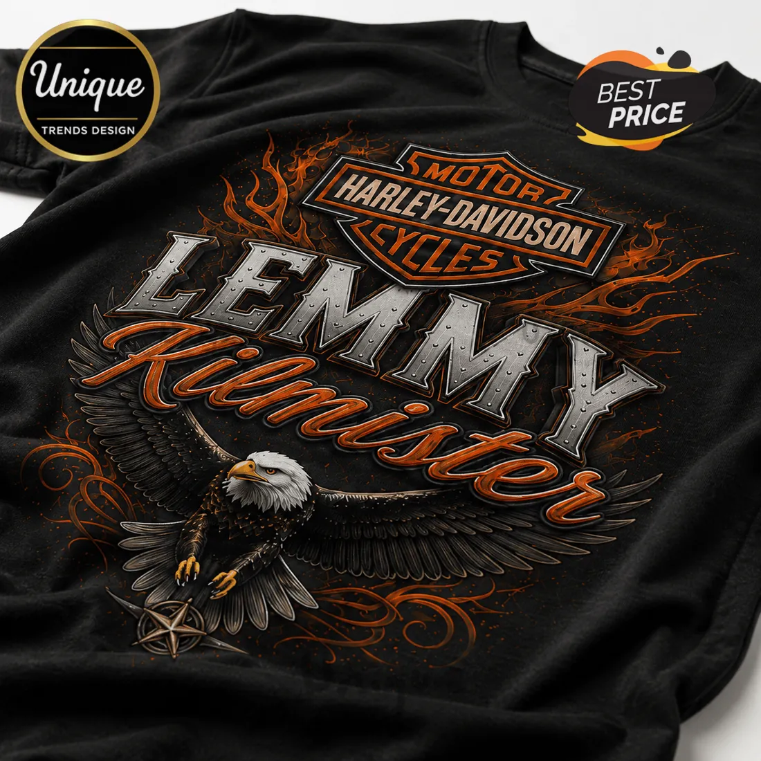 Harley Davidson Lemmy Kilmister Premium Vintage Black T-Shirt Harley Davidson Lemmy Kilmister Premium Vintage Black T-Shirt