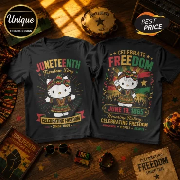 Hello Kitty Juneteenth Celebrate Freedom June 19 1865 T-Shirt
