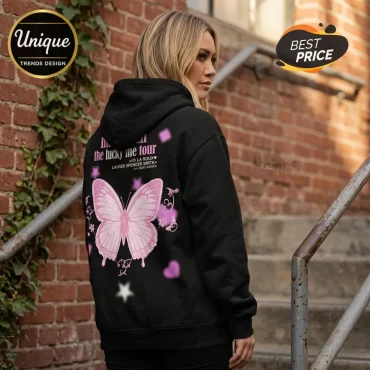Hilary Duff The Lucky Me Tour Pink Butterfly Hoodie