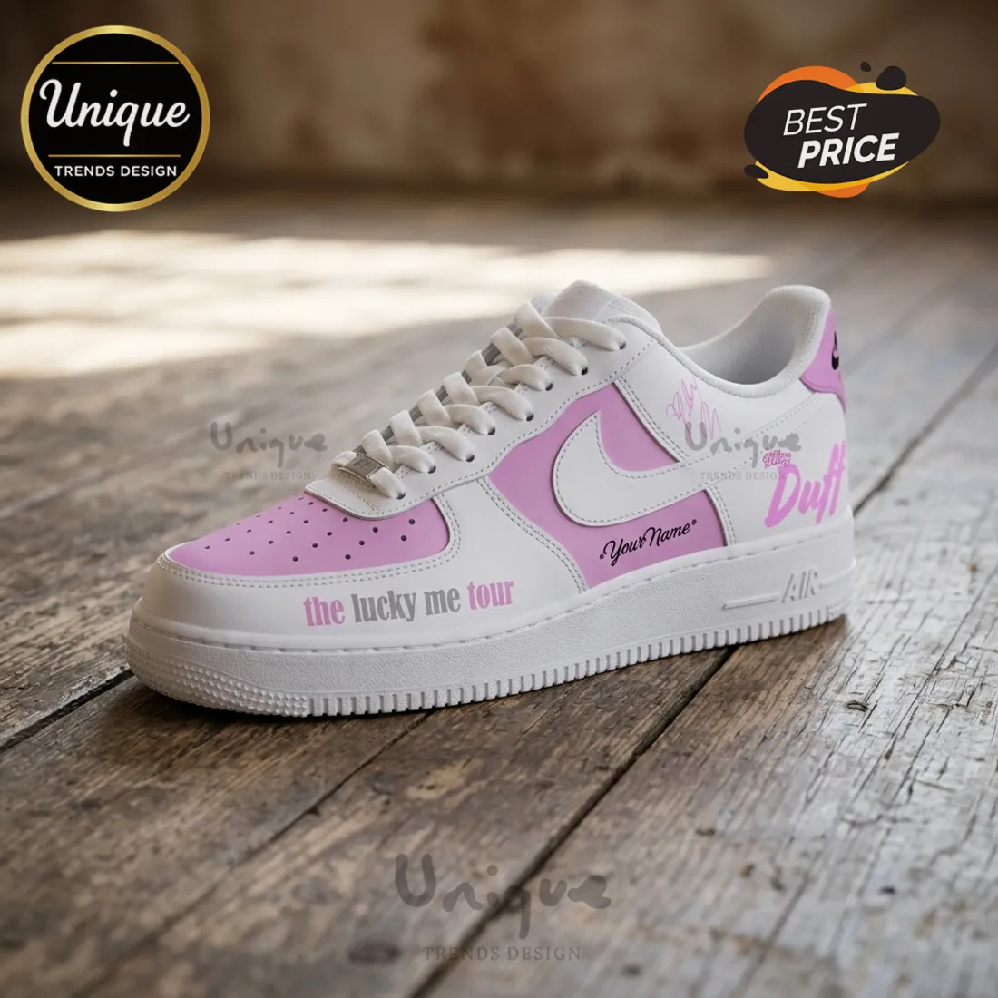 Hilary Duff The Lucky Me Tour Pink White Air Force 1 Sneakers Hilary Duff The Lucky Me Tour Pink White Air Force 1 Sneakers