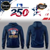 Navy blue Houston Astros hoodie featuring a barbecue-themed graphic with text reading Houston Astros Barbeque & Baseball.!