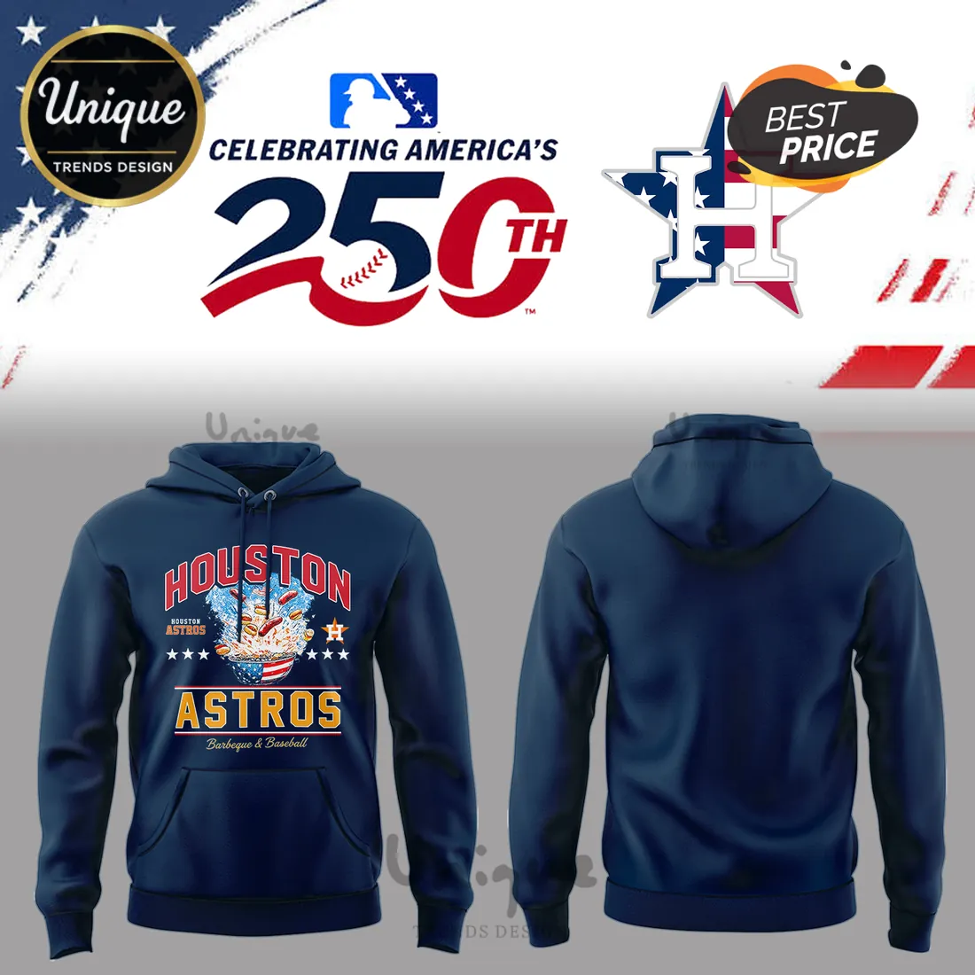 Houston Astros America 250th Birthday Celebration Hoodie 2026 Houston Astros America 250th Birthday Celebration Hoodie 2026