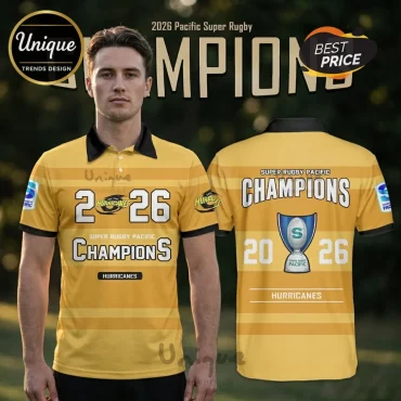 Hurricanes Super Rugby 2026 Champions Gold Polo Shirt