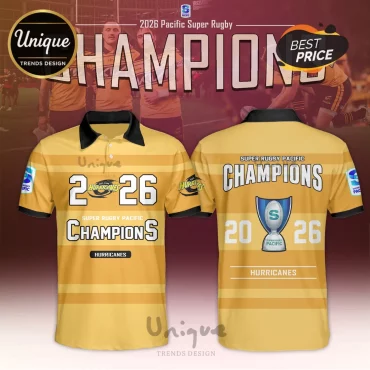 Hurricanes Super Rugby 2026 Champions Gold Polo Shirt