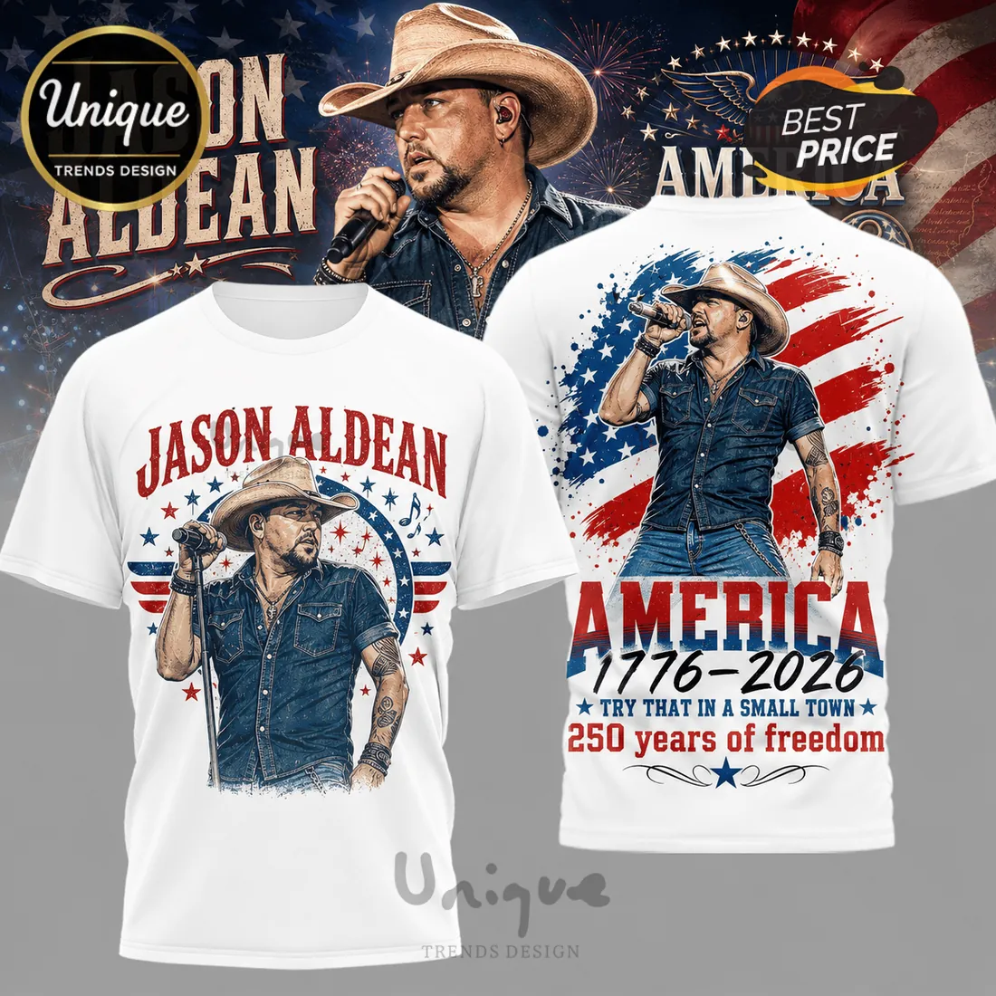 Jason Aldean America 1776-2026 Premium Freedom T-Shirt Jason Aldean America 1776-2026 Premium Freedom T-Shirt