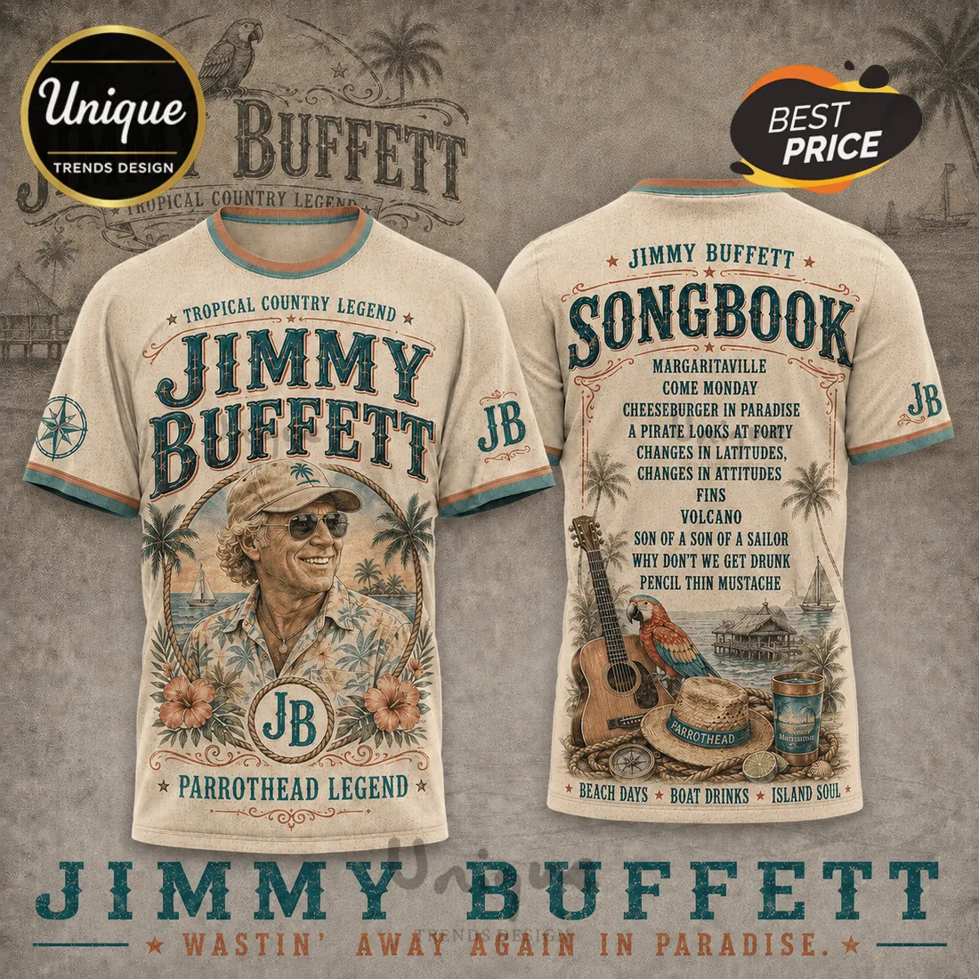 Jimmy Buffett Songbook Tropical Country Legend T-Shirt Jimmy Buffett Songbook Tropical Country Legend T-Shirt