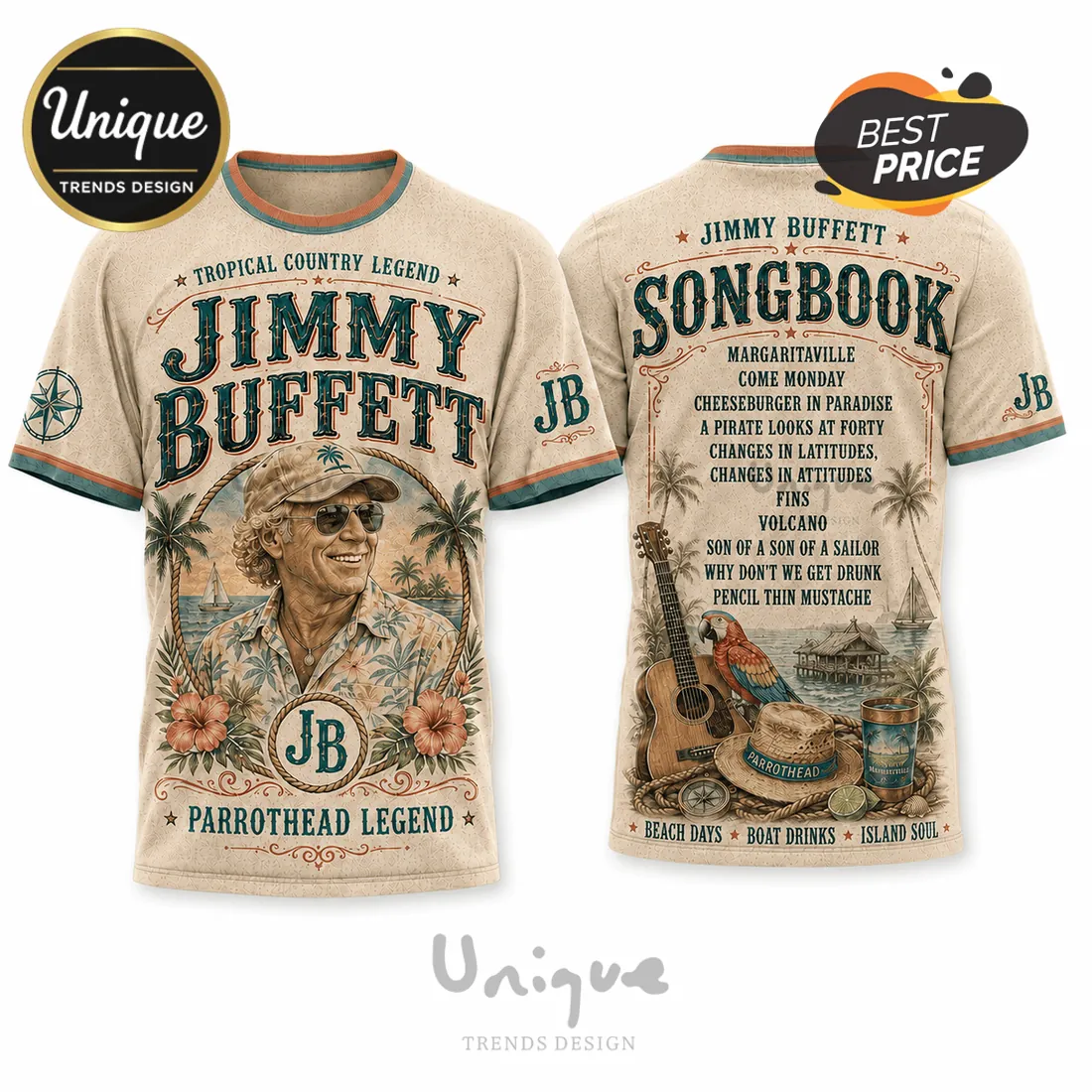 Jimmy Buffett Songbook Tropical Country Legend T-Shirt Jimmy Buffett Songbook Tropical Country Legend T-Shirt