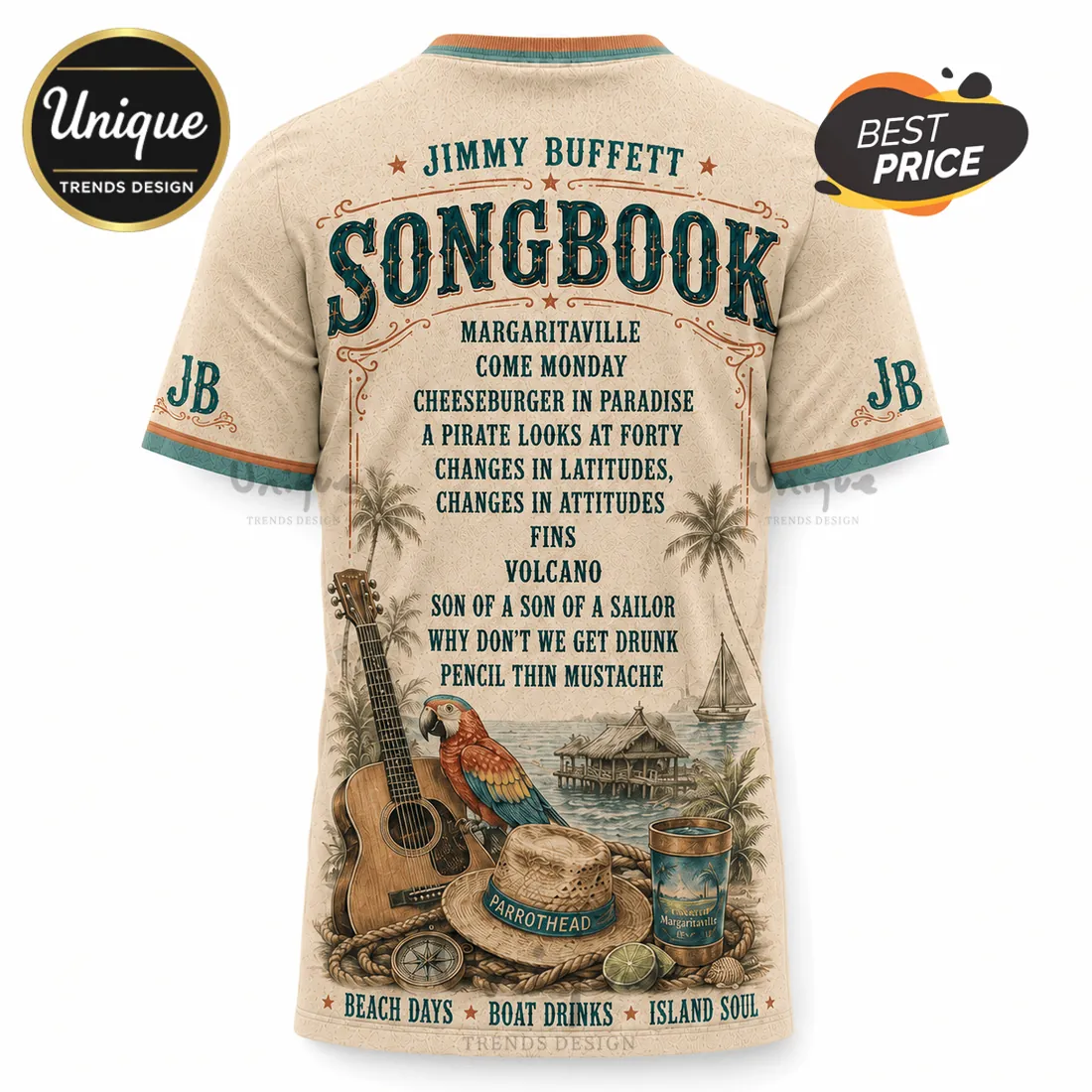 Jimmy Buffett Songbook Tropical Country Legend T-Shirt Jimmy Buffett Songbook Tropical Country Legend T-Shirt