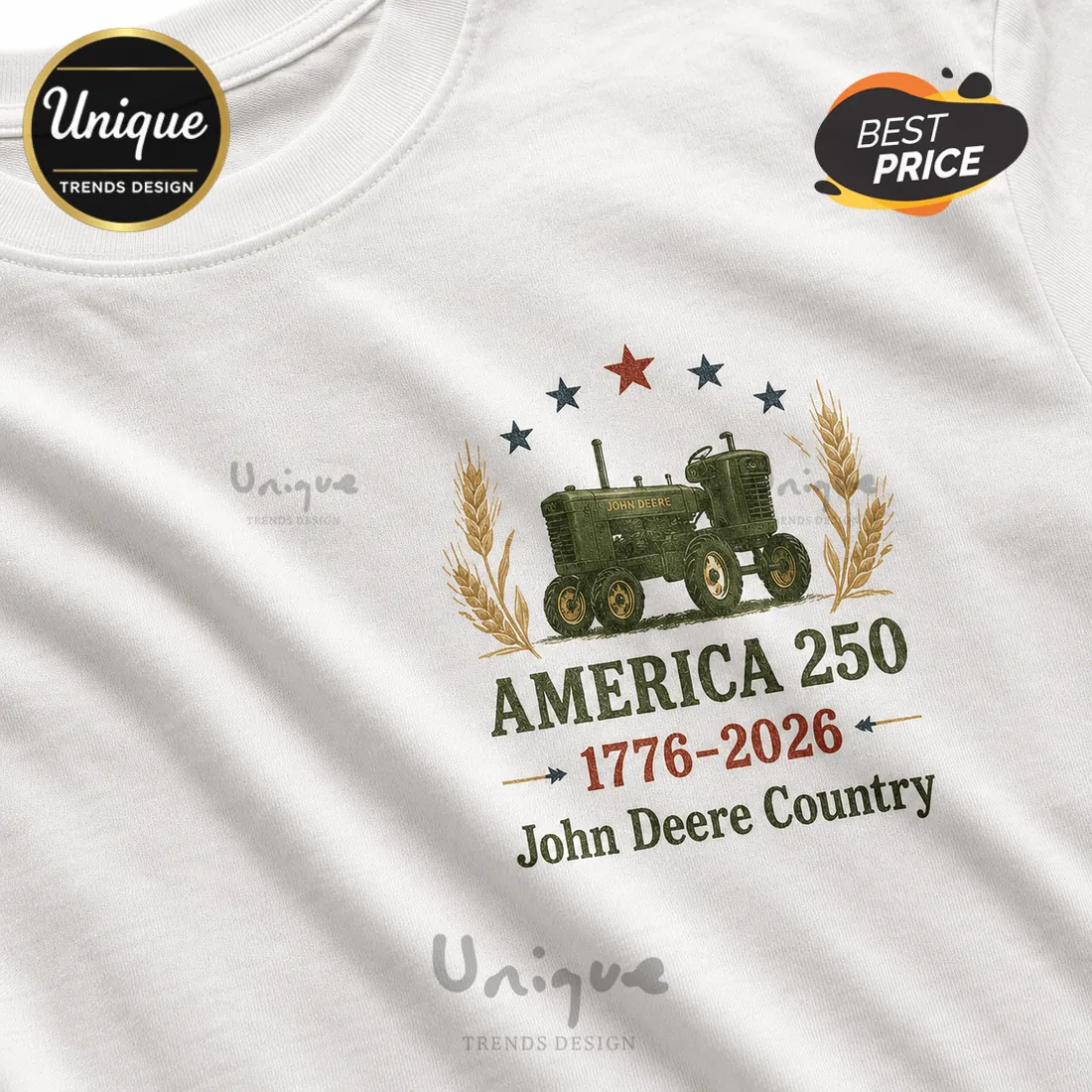 John Deere America 250 Years Vintage Tractor T-Shirt John Deere America 250 Years Vintage Tractor T-Shirt