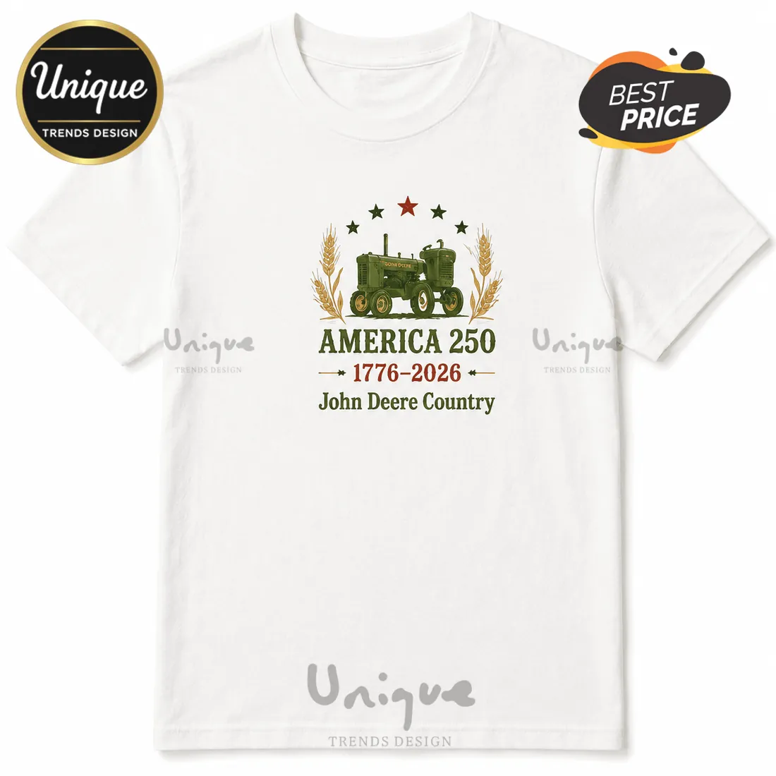 John Deere America 250 Years Vintage Tractor T-Shirt John Deere America 250 Years Vintage Tractor T-Shirt