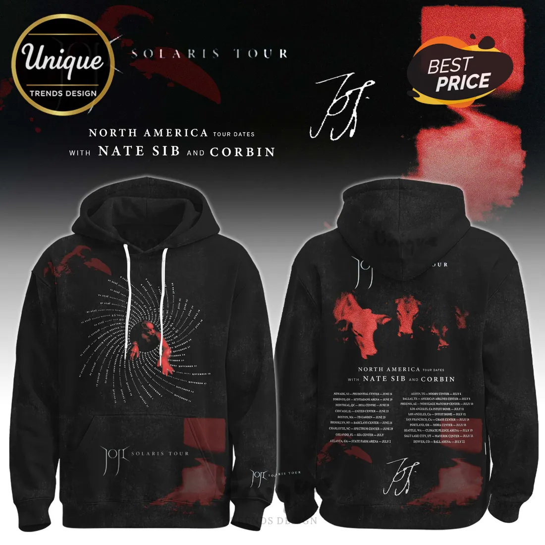 Joji x Solaris Tour North America 2026 Black Hoodie Joji x Solaris Tour North America 2026 Black Hoodie