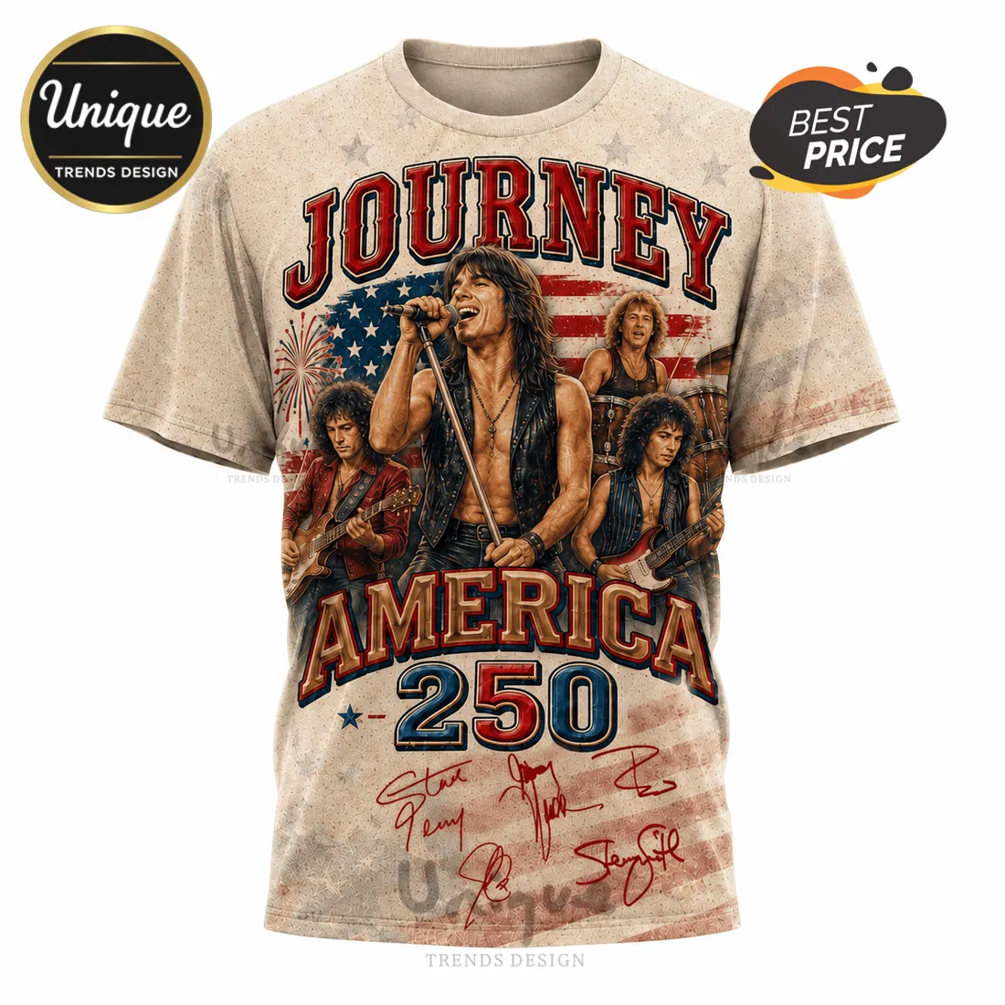 Journey Band America 250 Patriotic Rock Music T-Shirt Journey Band America 250 Patriotic Rock Music T-Shirt