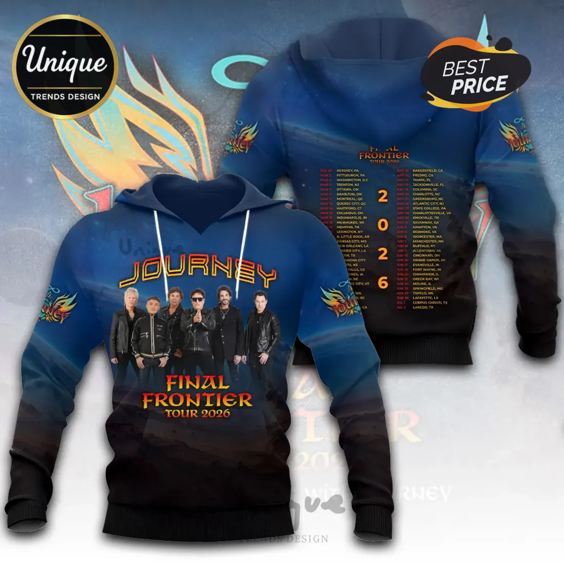 Journey Final Frontier Tour 2026 Band Memorabilia Hoodie Journey Final Frontier Tour 2026 Band Memorabilia Hoodie