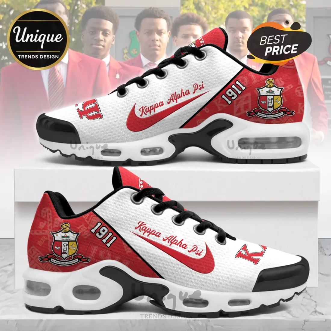 Kappa Alpha Psi 1911 Crimson and White Athletic Air Max Running Sport Shoes Kappa Alpha Psi 1911 Crimson and White Athletic Air Max Running Sport Shoes