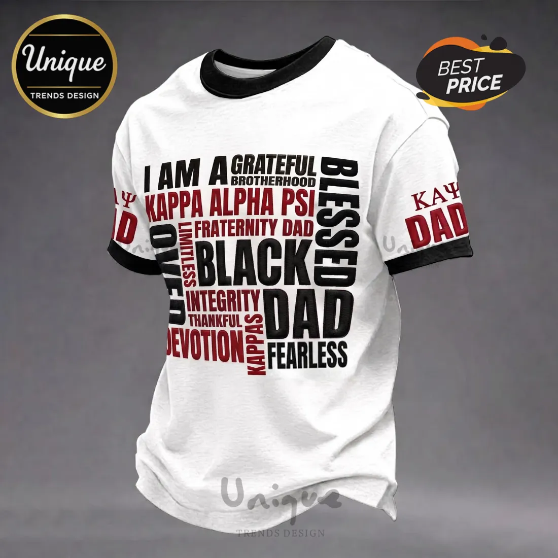 Kappa Alpha Psi Fraternity Black Dad Casual White T-Shirt Kappa Alpha Psi Fraternity Black Dad Casual White T-Shirt