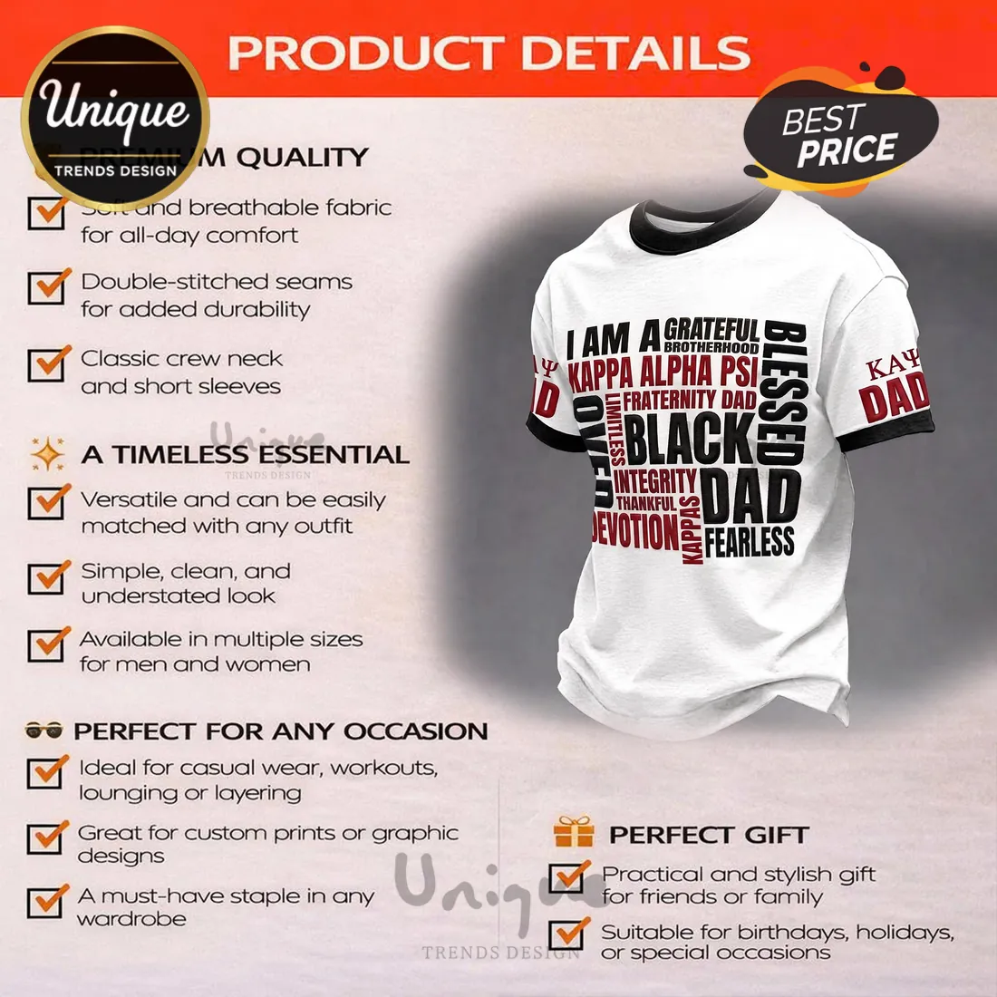 Kappa Alpha Psi Fraternity Black Dad Casual White T-Shirt Kappa Alpha Psi Fraternity Black Dad Casual White T-Shirt
