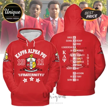 Kappa Alpha Psi Fraternity Crest 1911 Crimson Hoodie