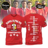 Kappa Alpha Psi red graphic t-shirt with fraternity crest, 1911 date, and vertical KAPPA acrostic design on the back.!