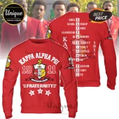 Red Kappa Alpha Psi crewneck sweatshirt with white fraternity crest, 1911 text, and vertical KAPPA letters on the back.!