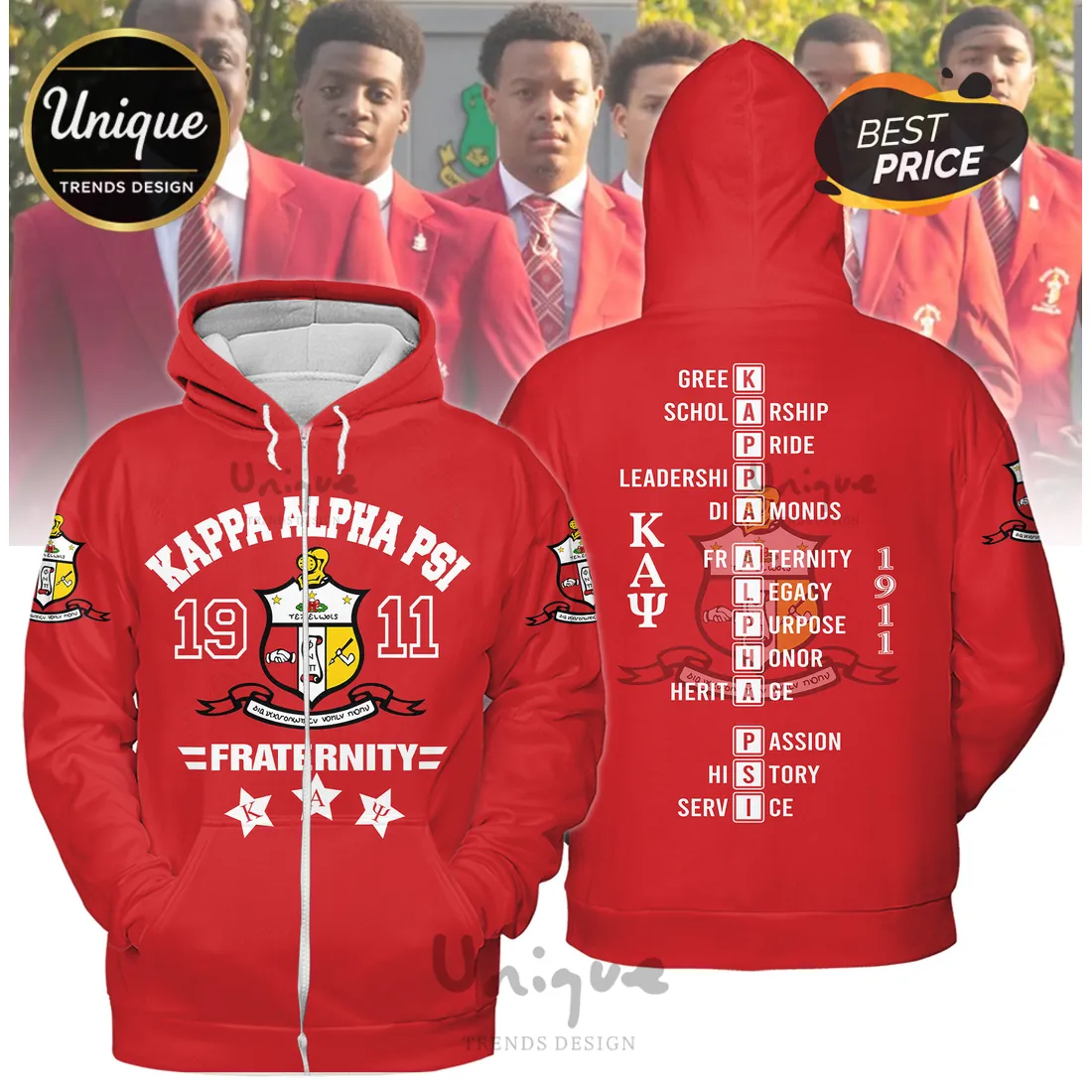 Kappa Alpha Psi Fraternity Crest 1911 Crimson Hoodie Kappa Alpha Psi Fraternity Crest 1911 Crimson Hoodie