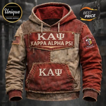 Kappa Alpha Psi Fraternity Distressed Full Zip Pullover Hoodie