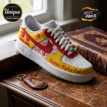 Kappa Alpha Psi Fraternity Red and Gold Custom Air Force 1 Sneakers