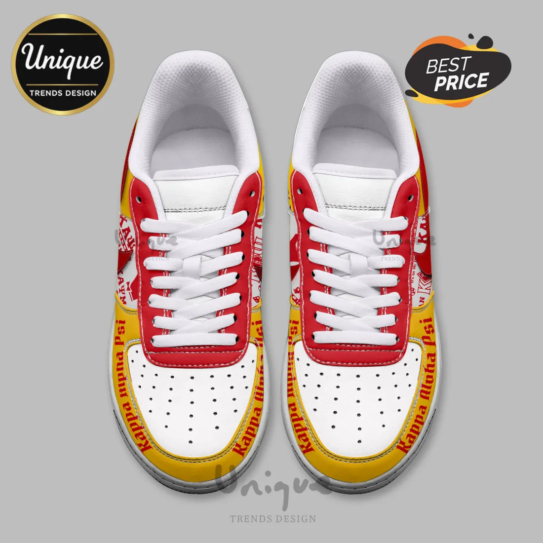 Kappa Alpha Psi Fraternity Red and Gold Custom Air Force 1 Sneakers Kappa Alpha Psi Fraternity Red and Gold Custom Air Force 1 Sneakers
