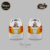 Kappa Alpha Psi fraternity low-top sneakers in yellow and white with red accents featuring the official crest on the heel.!
