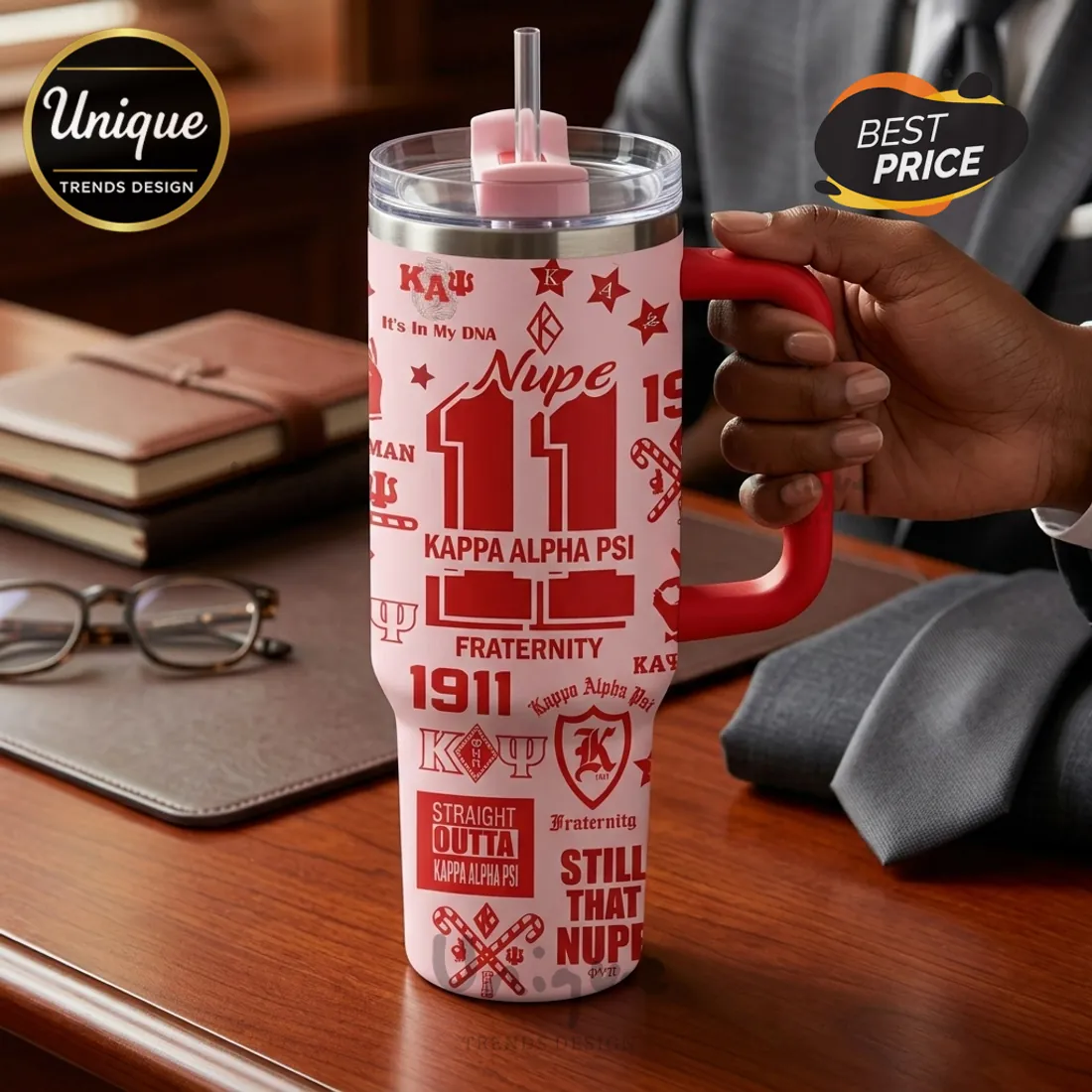 Kappa Alpha Psi Stainless Steel 40oz Tumbler with Handle Kappa Alpha Psi Stainless Steel 40oz Tumbler with Handle