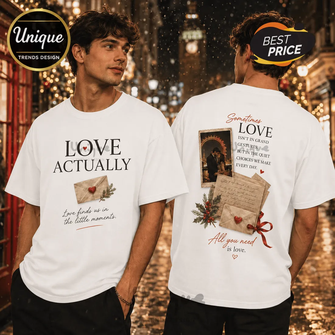 Love Actually Romantic Letter White T-Shirt Love Actually Romantic Letter White T-Shirt