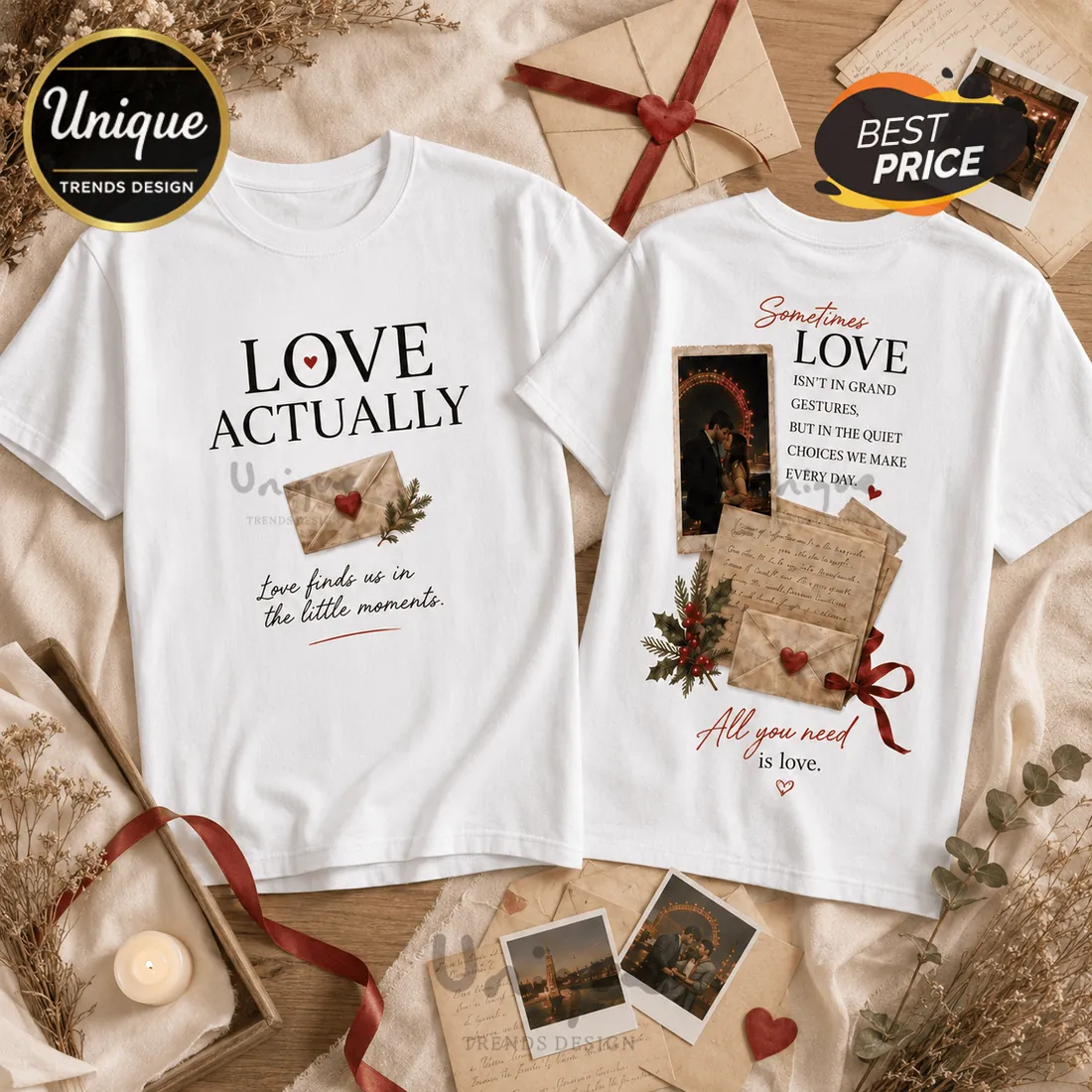 Love Actually Romantic Letter White T-Shirt Love Actually Romantic Letter White T-Shirt