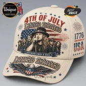 Lynyrd Skynyrd 4th of July baseball cap with American flag, band members, eagle graphic, and patriotic 1776 USA lettering.!
