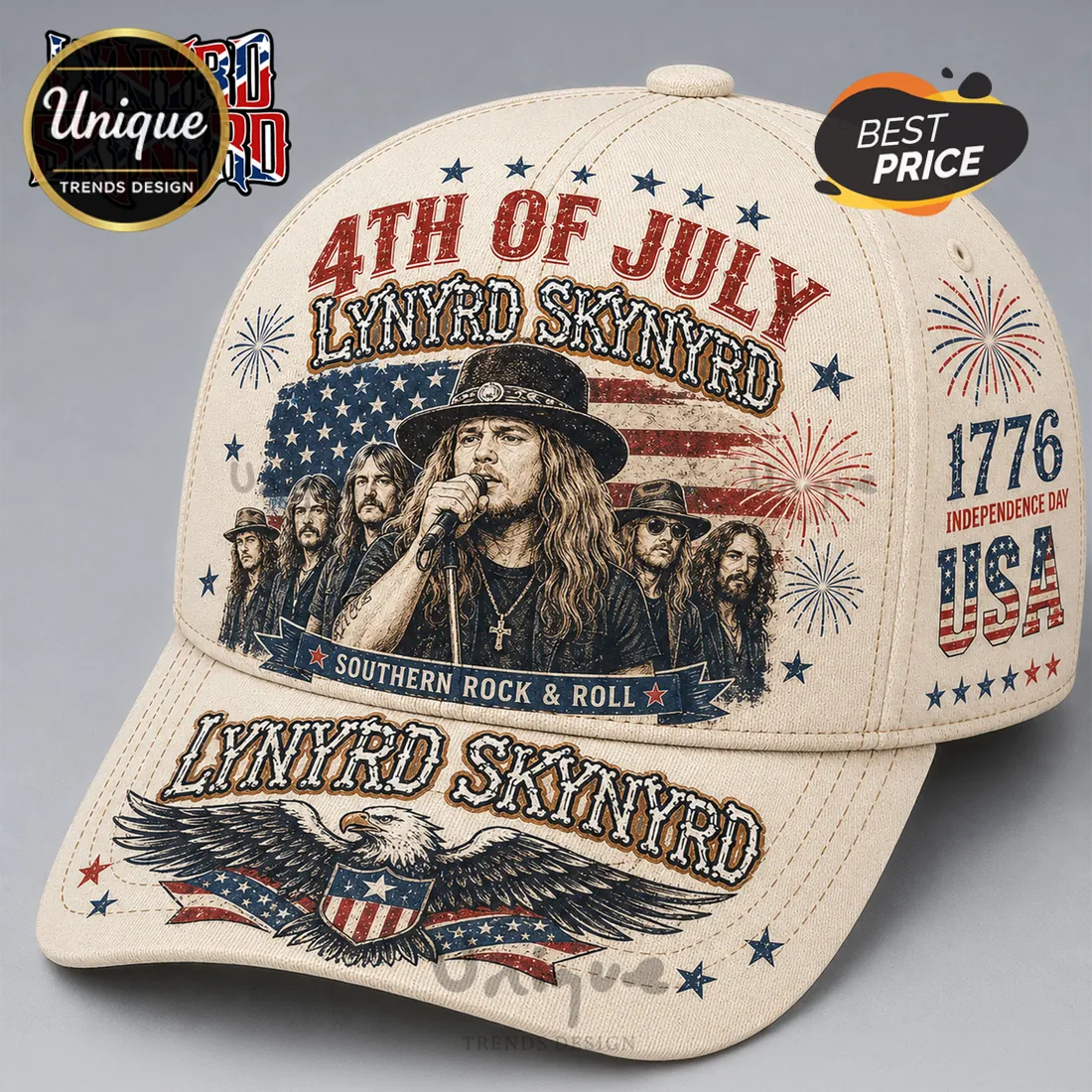 Lynyrd Skynyrd 4th of July 1776 Independence Day Baseball Cap Lynyrd Skynyrd 4th of July 1776 Independence Day Baseball Cap
