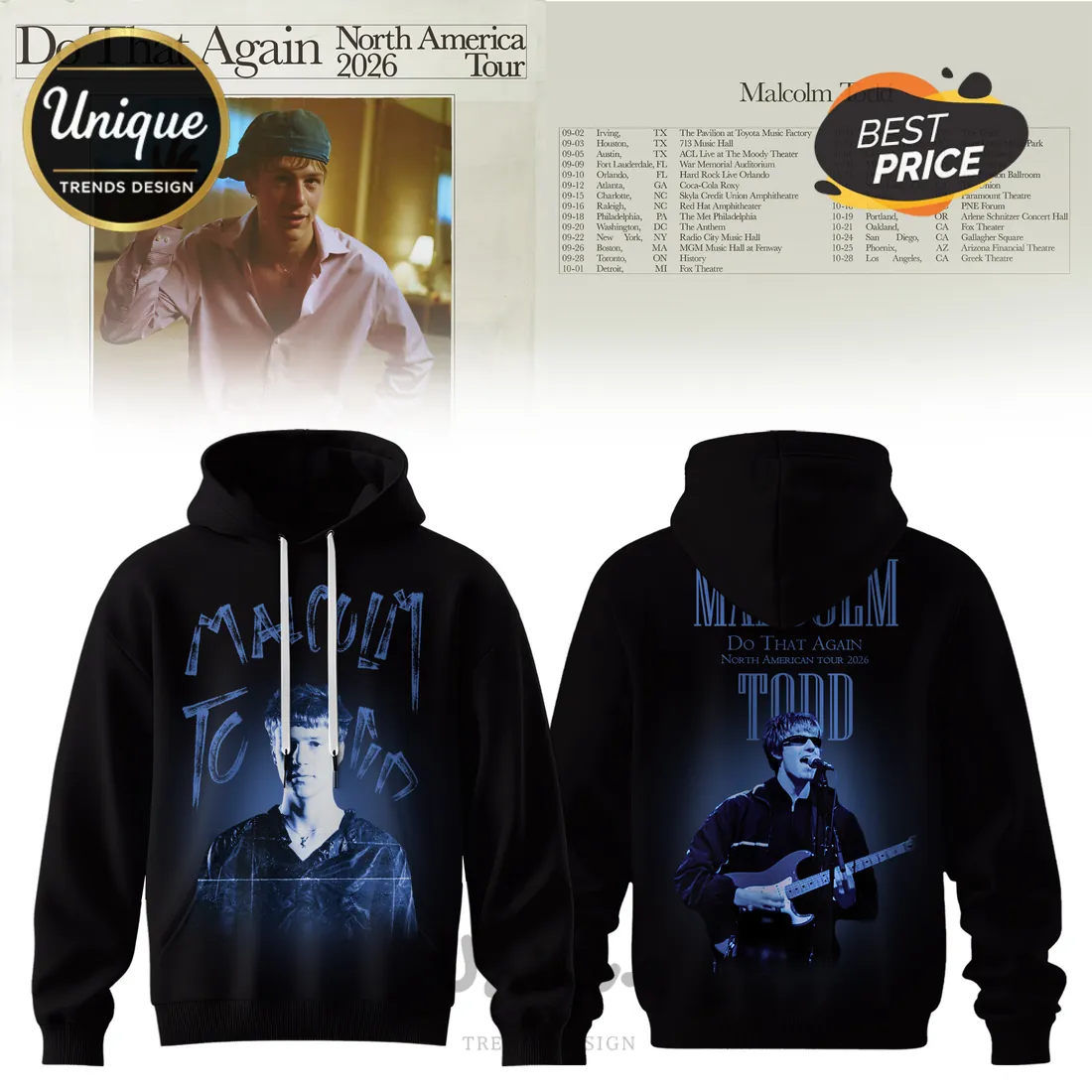 Malcolm Todd Do That Again Tour 2026 Black Hoodie Malcolm Todd Do That Again Tour 2026 Black Hoodie