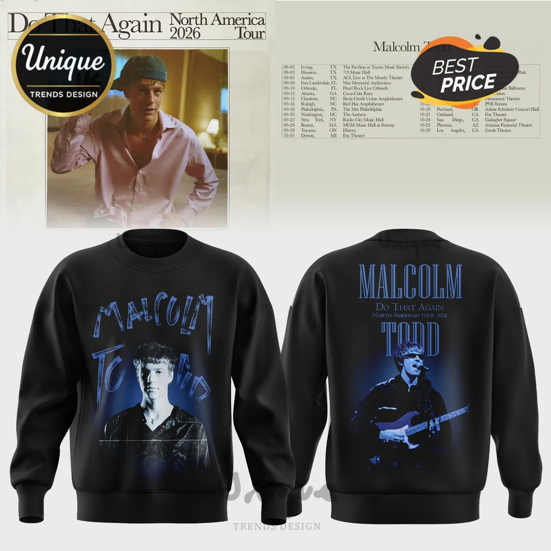 Malcolm Todd Do That Again Tour 2026 Black Hoodie Malcolm Todd Do That Again Tour 2026 Black Hoodie