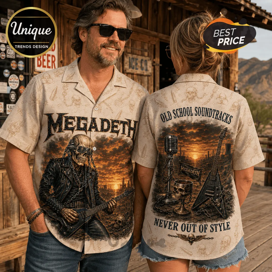 Megadeth Vintage Skull Rock Band Hawaiian Shirt Megadeth Vintage Skull Rock Band Hawaiian Shirt